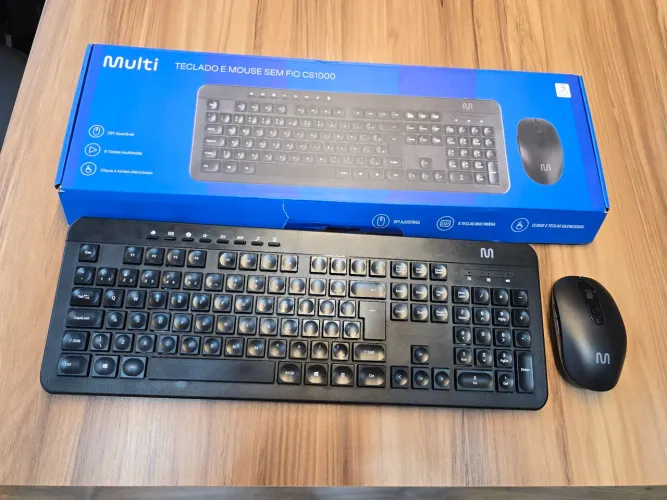 Kit Teclado e Mouse Sem Fio Multi (Multilaser) Recarregável Com Bateria 200mAh - TC250