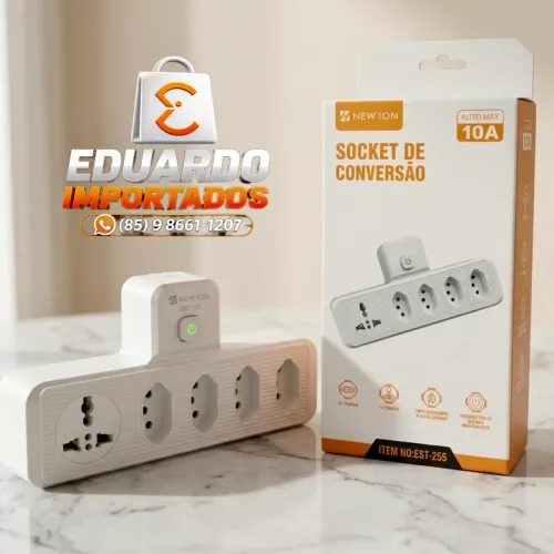 Adaptador Multiplicador de Tomadas 5 em 1 (10A) com Botão Liga/Desliga