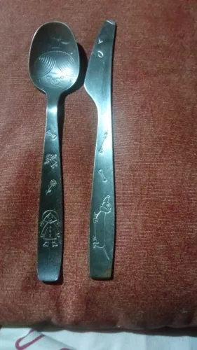 Talheres hercules inox anos 70 comer e brincar