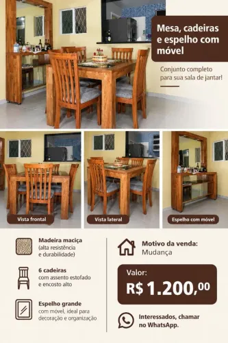 Mesa com 6 cadeiras 