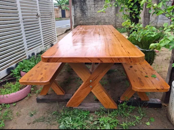 Mesa de madeira angeli pedra tamanho 250x90 