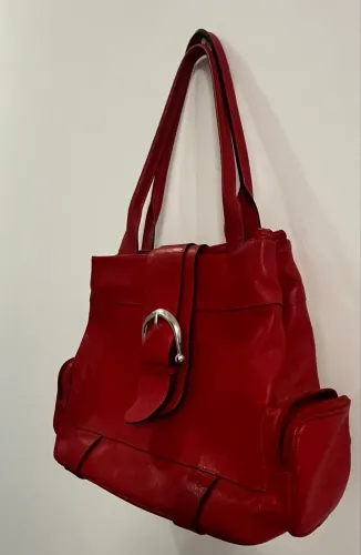Bolsa de couro vermelha Firenze Legítima