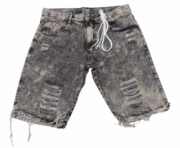 Bermuda jeans rasgada lavada