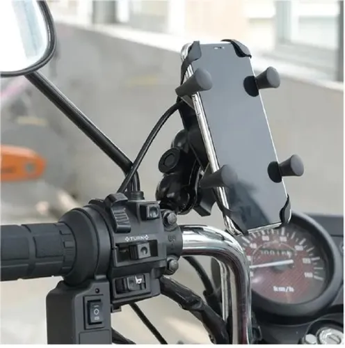 Suporte Celular Moto Garra X Com Carregador Usb Universal