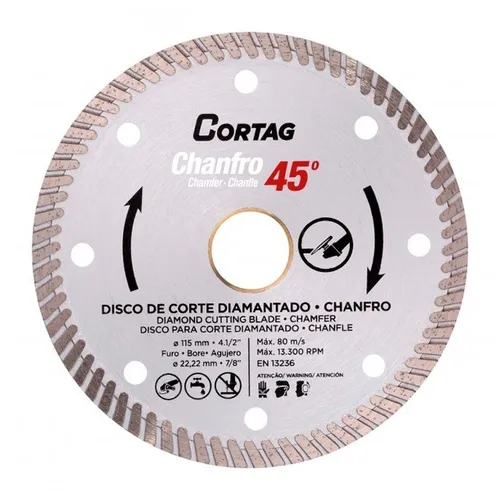 Disco Diamantado para Chanfro 45º 115mm x 22,22 mm Cortag 61907