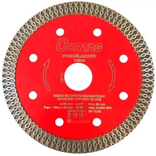 Disco Diamantado Turbo para Porcelanato 4.3/8 Polegadas 110mm x 20mm Best Quality Cortag