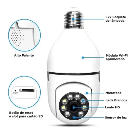 Lampada Camera De Monitoramento Inteligente App Yoose Infra