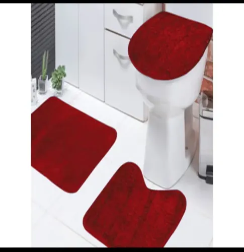 Conjunto de Tapetes para Banheiro - Bordo 3 peças
