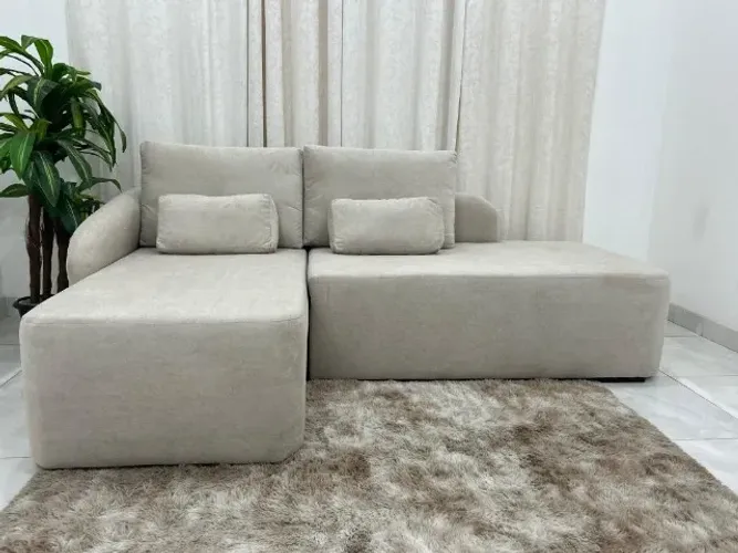 Sofá Orgânico Com Cheise 2.40m Jade - Receba Hoje - Junho349