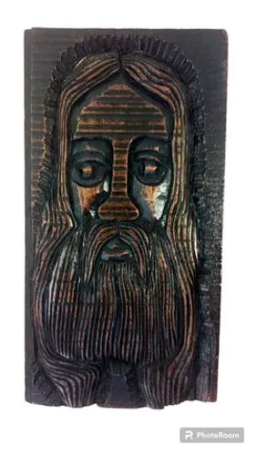 antigo quadro de madeira jesus cristo entalhado à mão assinado josé olinda