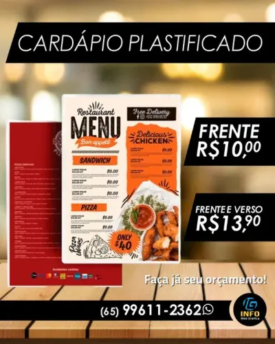 Cardápio Plastificado