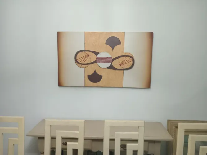 Painel decorativo pintado sobre tela, excelente estado.