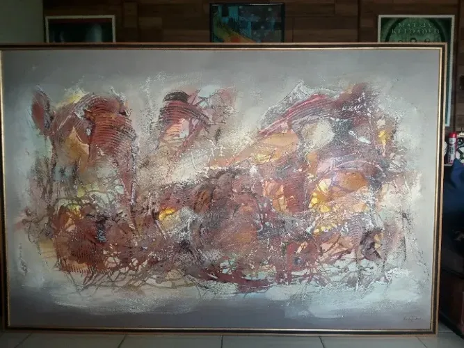 Quadro em Acrílica sobre tecido colada em madeira - Mariza Innecco