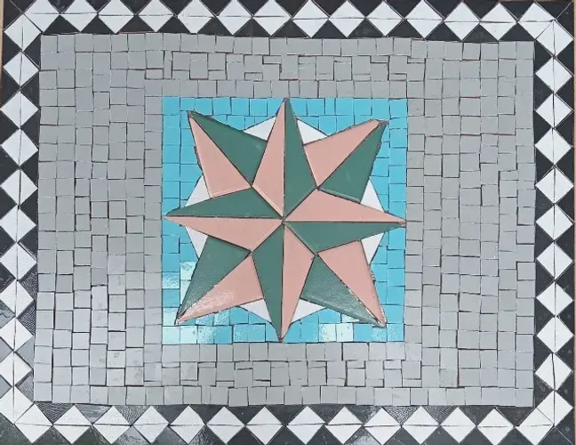 Mosaico tapete rosa dos ventos