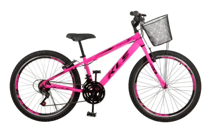 Bicicleta Aro 24 Feminina Infantil/Juvenil - Kls Bike - Aro Aero - Com Cestinha