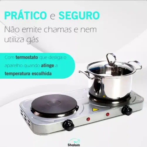 Fogão Cooktop Elétrico 2 Bocas Xfire 2000watts 127v Prateado