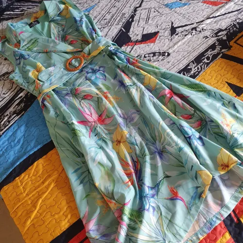 Vestido Floral Verão Verde Água com Cinto Tamanho G (novo)