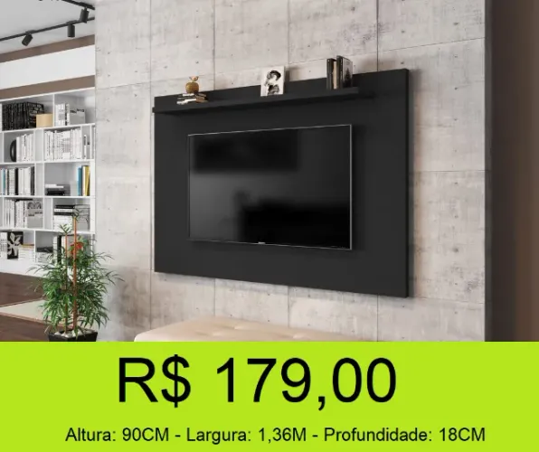 Painel preto para até 65 polegadas