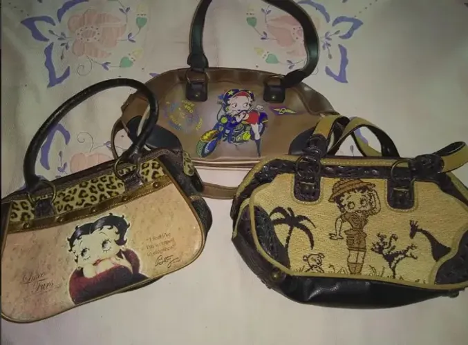 Conjunto De Bolsas De Couro Betty Boop Originais Lote Raro!