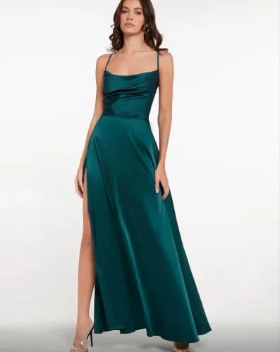 Vestidos de festa shein verde esmeralda acetinado 