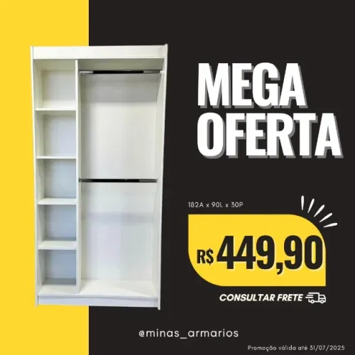 Estante com nichos e cabideiro 182x90x30 MDF 