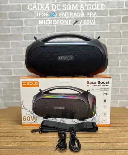 Promoção Caixa de Som A'Gold 60W Bluetooth à prova d'água