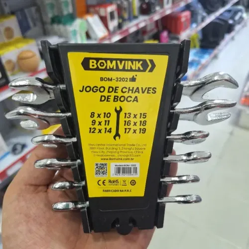Jogo de Chave Fixa de Boca 8 a 19mm de Aço Carbono