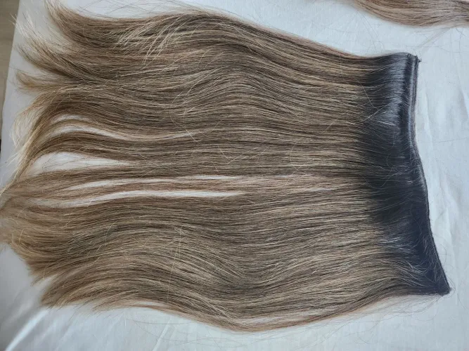 Mega Hair Cabelo Humano - 100% Natural -  Castanho claro com mechas loiras