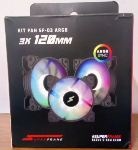 Kit Fan Com 3 Unidades SuperFrame, ARGB, 120mm, Com Controladora, Black, SF-03