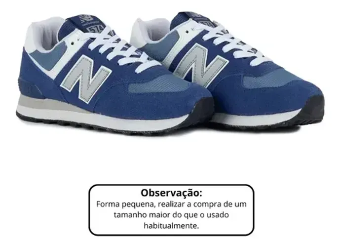 Tênis New Balance Masculino 574 Premium Original - Azul e Branco
