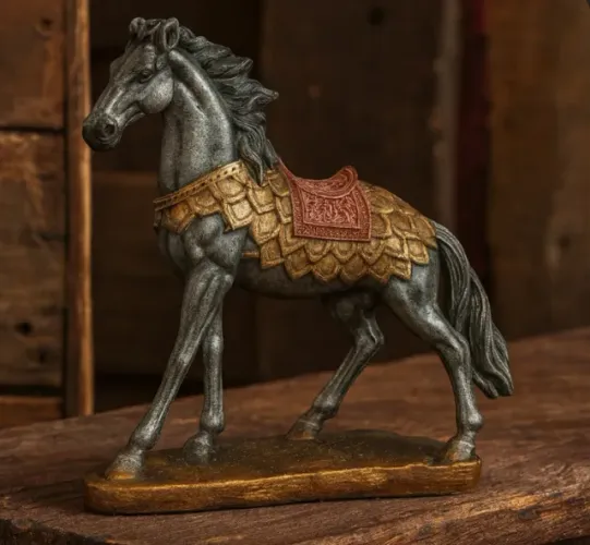 Escultura Mangalarga Montaria Cela Artesanal Sofisticado Decorativo