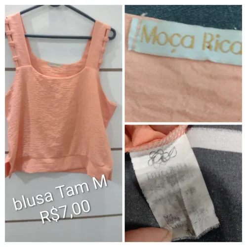 Peças femininas Tam e valor nas fotos 