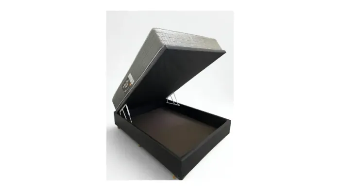 Cama Box Baú Casal Inteiriço 1,38x1,88 com Pistão a Gás