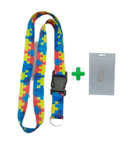 Cordão Autismo + Porta-Cartão 