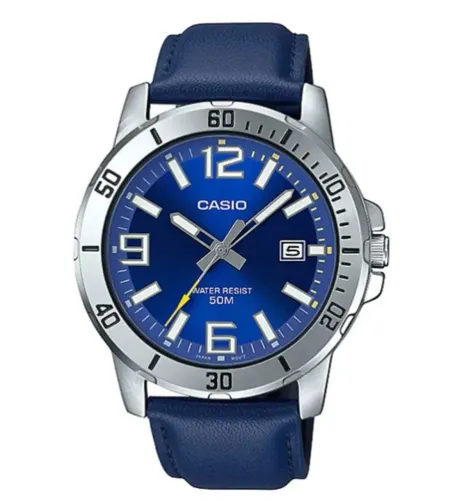 Relógio CASIO Couro azul MTP-VD01L-2BVUDF