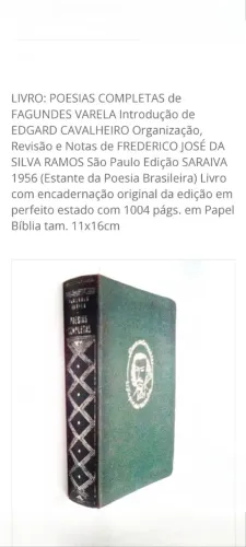 Poesias Completas de Fagundes Varela - Edição Saraiva 1956