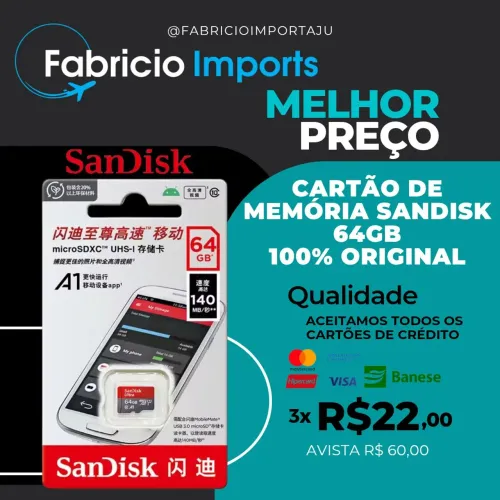Cartão de Memória Sandisk 64gb 100% Original