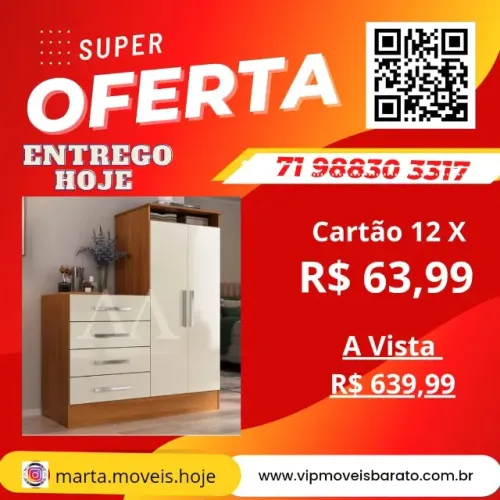 Cômoda Com Roupeiro/ Entregamos Imediatamente/ Pague só na entrega/ Móveis Modernos