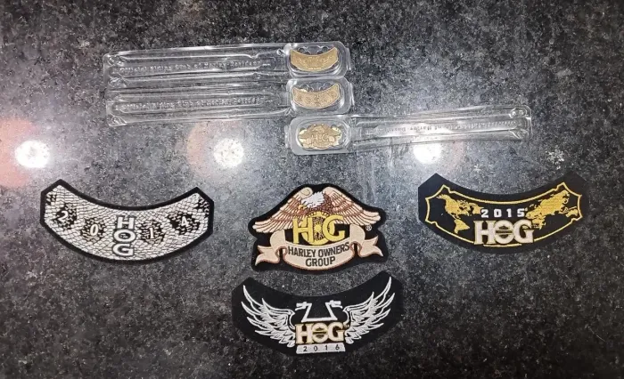 Kit 4 patches e 3 pins lacrados HOG Harley Owners Group Harley Davidson