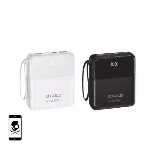 Carregador Portátil 22.5W Gold - Branco/Preto - Novo