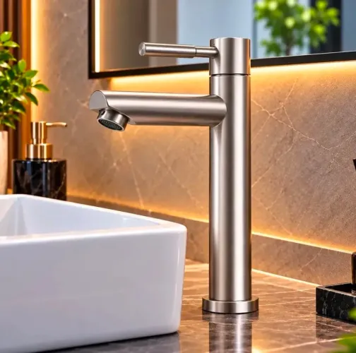 Torneira baixa pia banheiro inox aço 