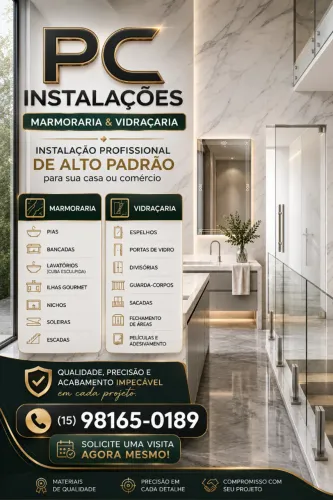 PC Instalação Mármore - Granito - Vidro Temperado - Espelhos