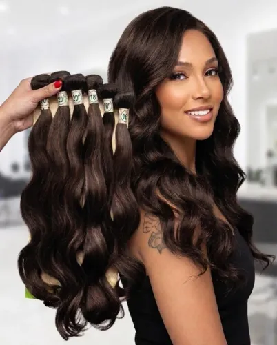 cabelo orgânico mega hair ondulado 55cm 6 telas 260 g hairworld -castanho #6
