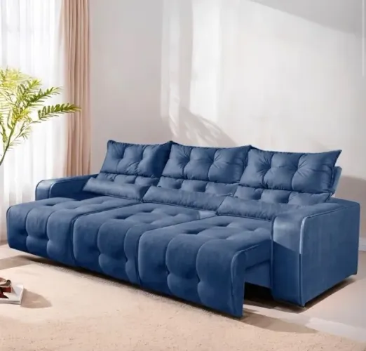 Sofá Capri Retrátil 2,50m Azul