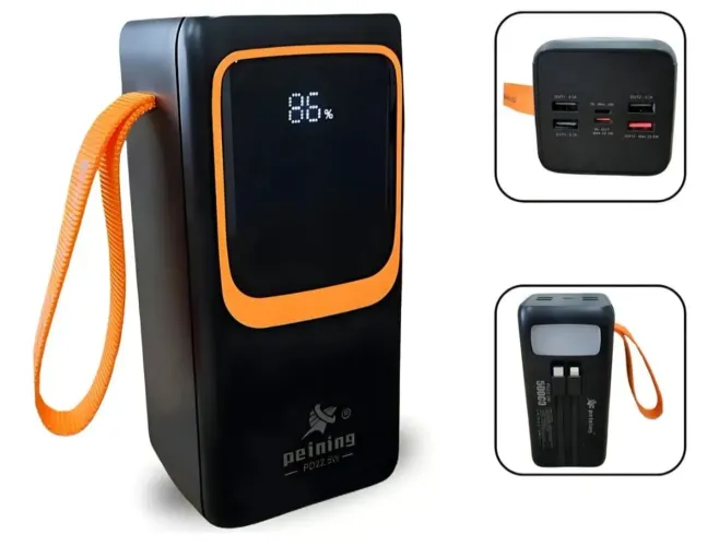 Power Bank 50000mah Com Display Carga Rápida 22.5w Portátil Cor Preto