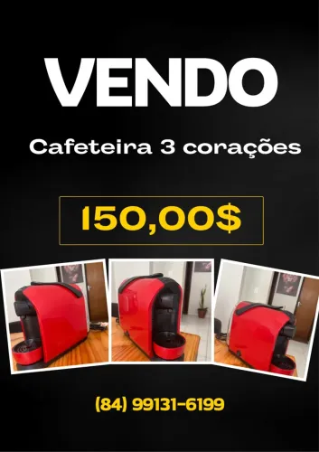 Cafeteira 3 corações semi nova
