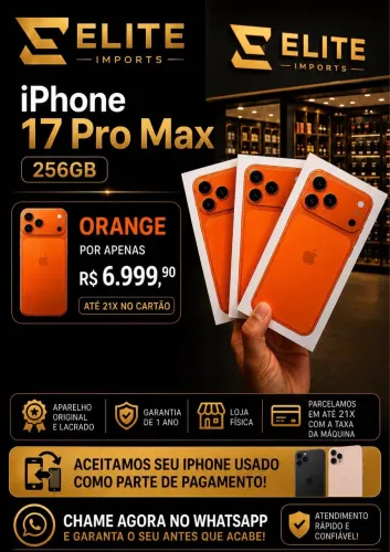 IPhone 17 Pro Max 256Gb - Novo Lacrado - 1 Ano de Garantia