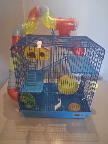 Gaiola Para Hamsters e Roedores Luxo 3 Andares Azul