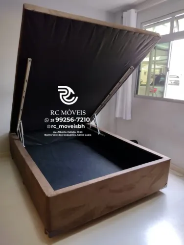 Cama Box Casal com Baú 1,38 Inteiriça Grande Espaço Organização