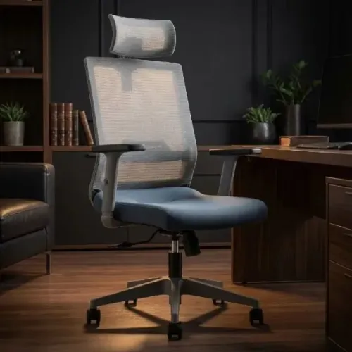Cadeira Escritório Presidente Tela Berlim Cinza Conforto Ergonômico Executivo 30091